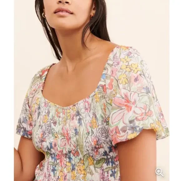 Anthropologie Floral Aurelia Smocked Top - Picture 7 of 12